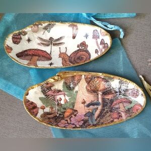 2 Decoupage & Painted Seashell Trinket Trays